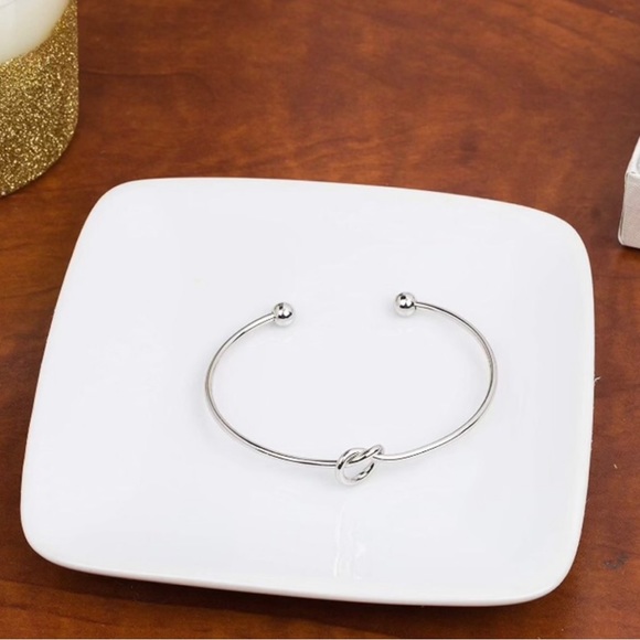 14k WG Plated Love Knot Cuff Bracelet - Picture 4 of 7